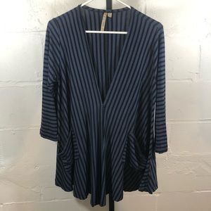 Comfy USA Striped Cardigan Size S Blue Black